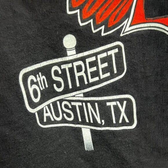 Rare Harley-Davidson Flaming Eagle T-Shirt Austin TX 90s R.K. Stratman USA Large - Picture 6 of 11